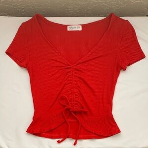 Red Ruched Women's Top